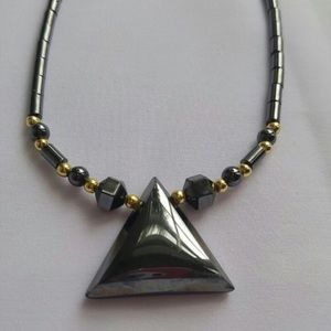 Vintage Hematite Pyramid Necklace